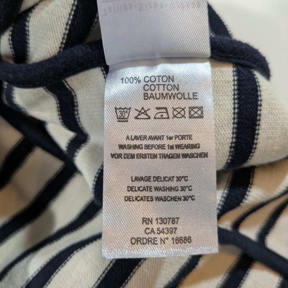 Saint James Atelier Navy Off White Striped Cardigan Zip Up Cotton Zip Up Size 12 - Picture 14 of 15
